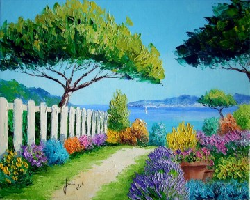 Paisajes Painting - Jardín cerca del mar